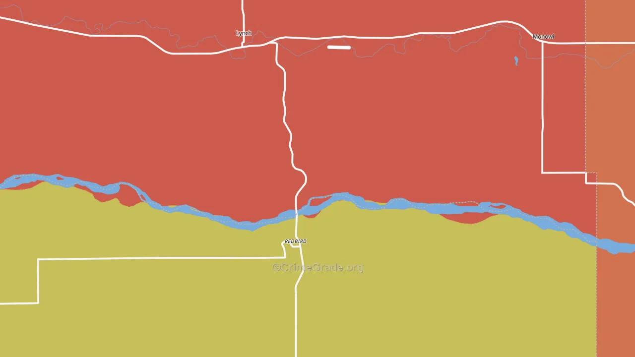 Lynch, NE Map of Theft Rates