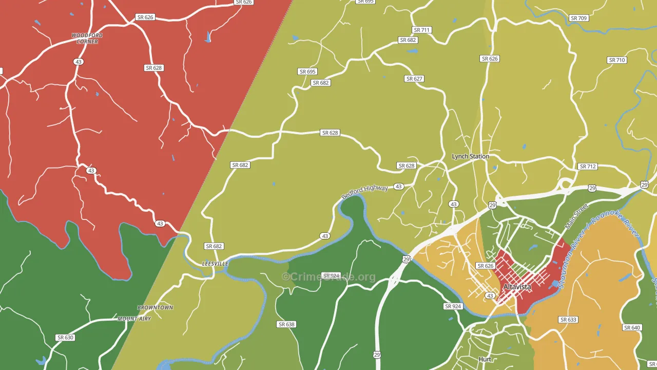 Lynch Station, VA Map of Theft Rates