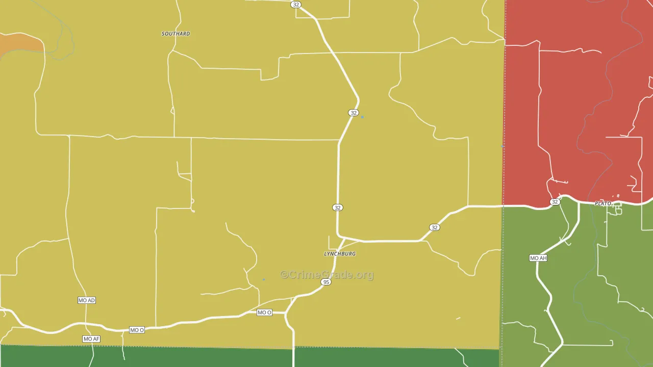 Lynchburg, MO Map of Theft Rates