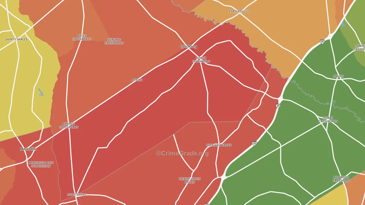 Lynchburg, SC Map of Theft Rates