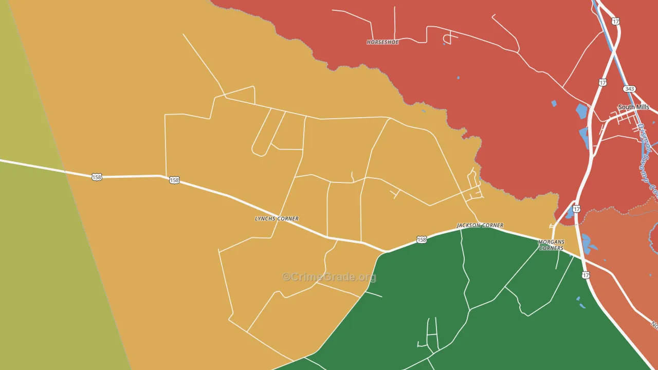 Lynchs Corner, NC Map of Theft Rates