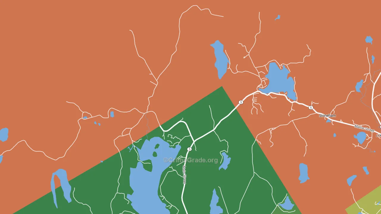 Lynchville, ME Map of Theft Rates