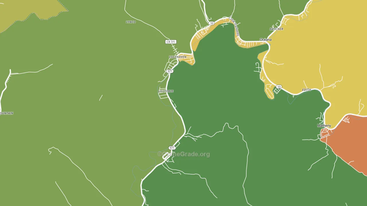 Lynco, WV Map of Theft Rates