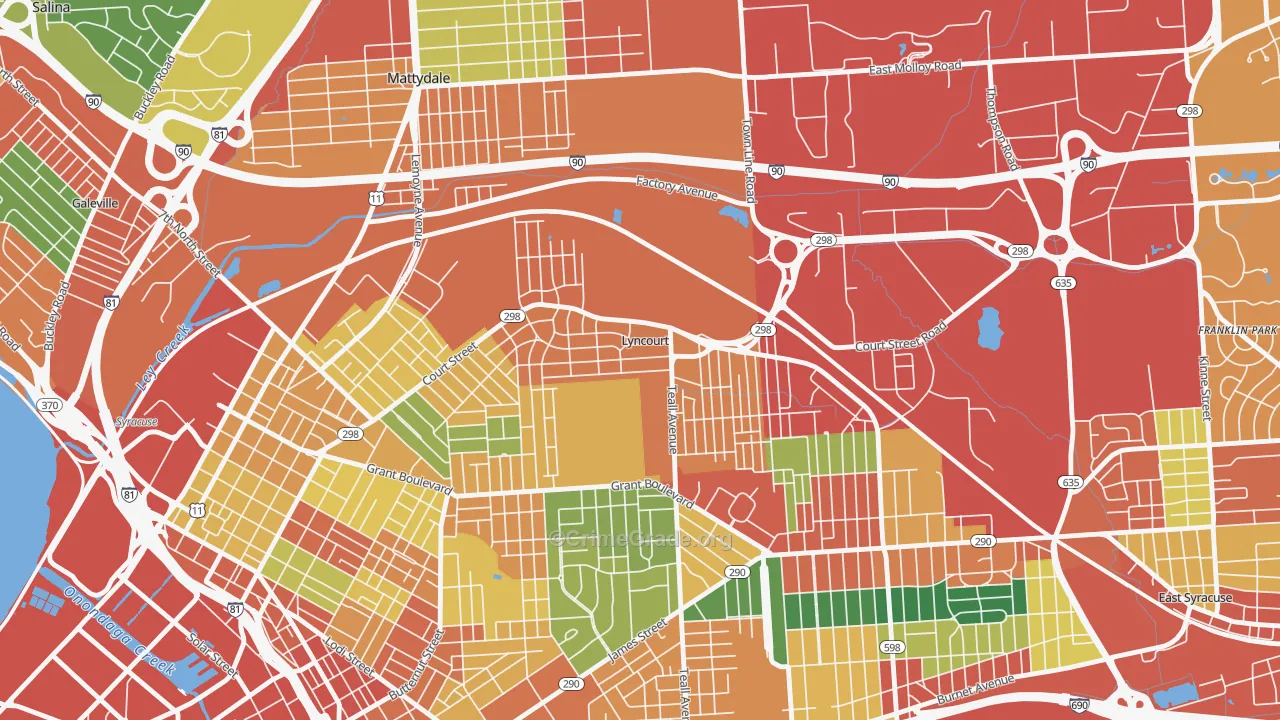 Lyncourt, NY Map of Theft Rates