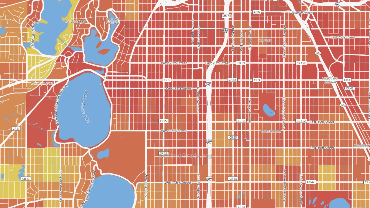 Lyndale, Minneapolis, MN Map of Theft Rates