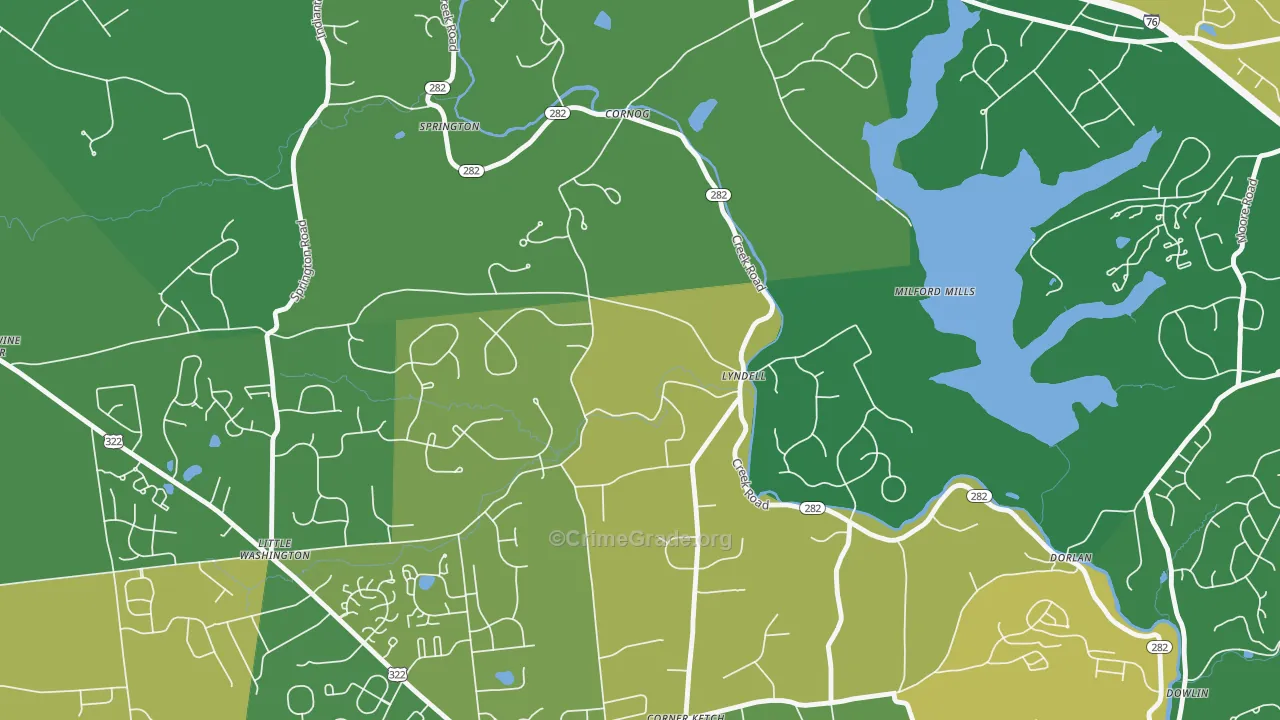 Lyndell, PA Map of Theft Rates