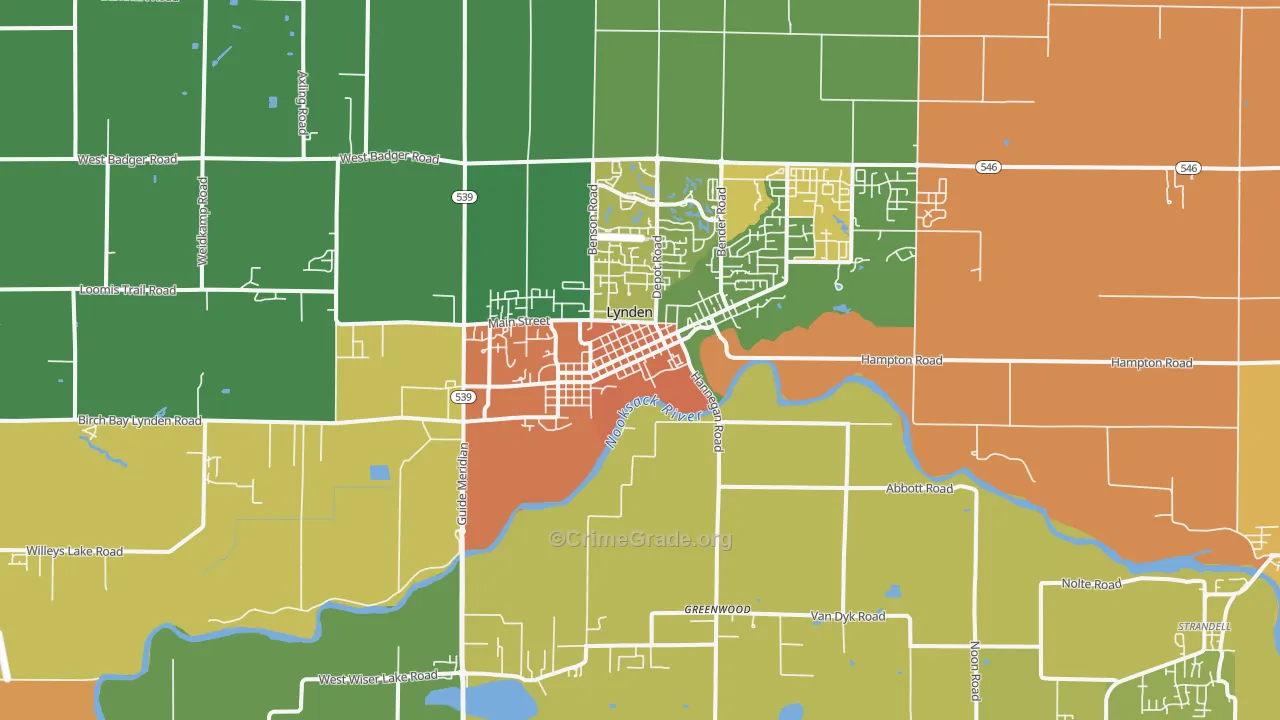 Lynden, WA Map of Theft Rates