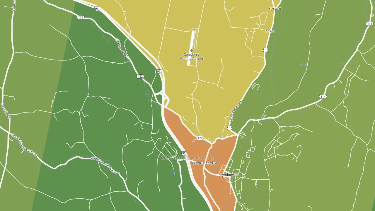 Lyndon Center, VT Map of Theft Rates
