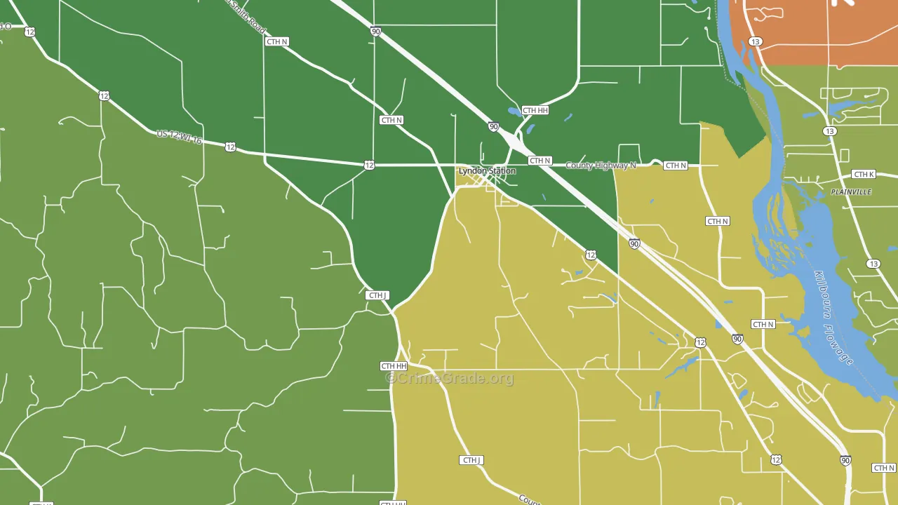 Lyndon Station, WI Map of Theft Rates