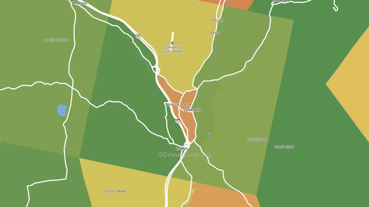 Lyndonville, VT Map of Theft Rates