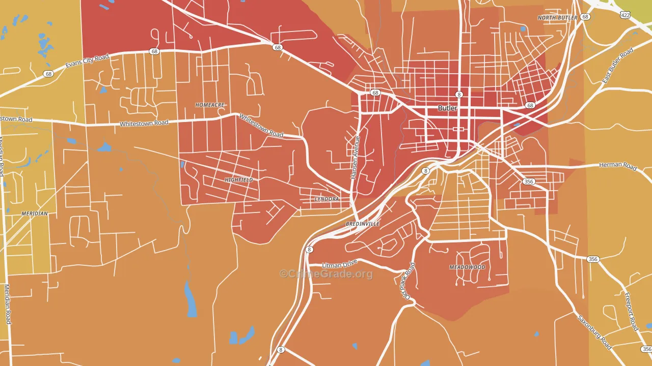 Lyndora, PA Map of Theft Rates