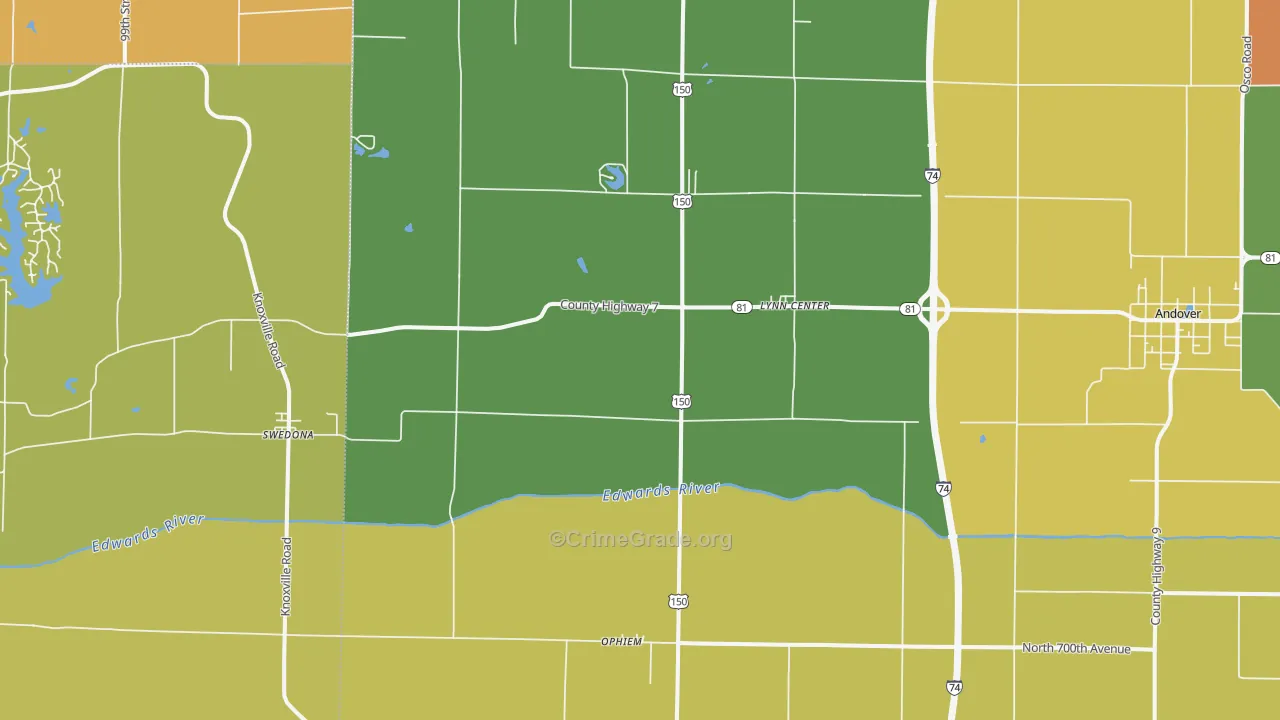 Lynn Center, IL Map of Theft Rates