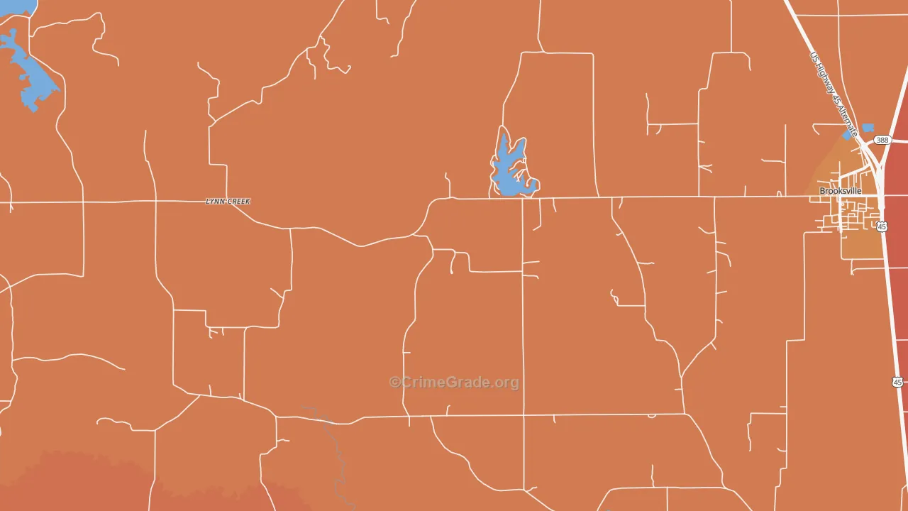 Lynn Creek, MS Map of Theft Rates