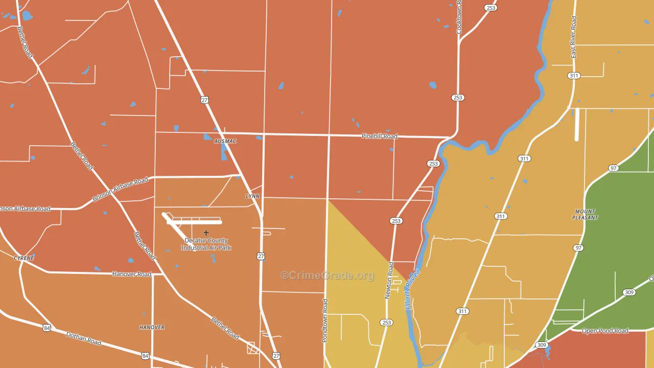 Lynn, GA Map of Theft Rates