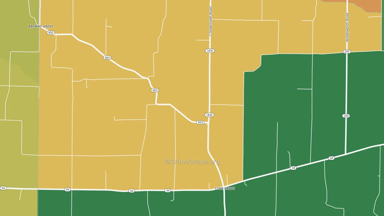 Lynn Grove, KY Map of Theft Rates