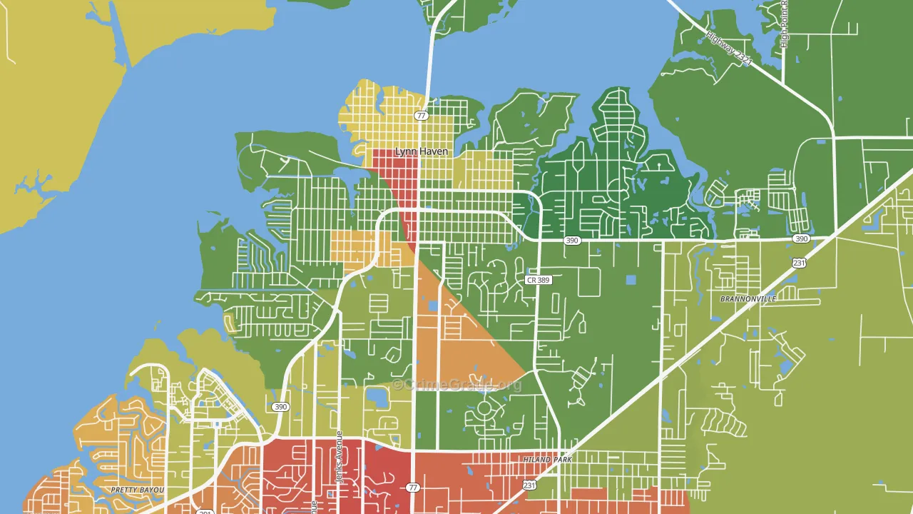 Lynn Haven, FL Map of Theft Rates