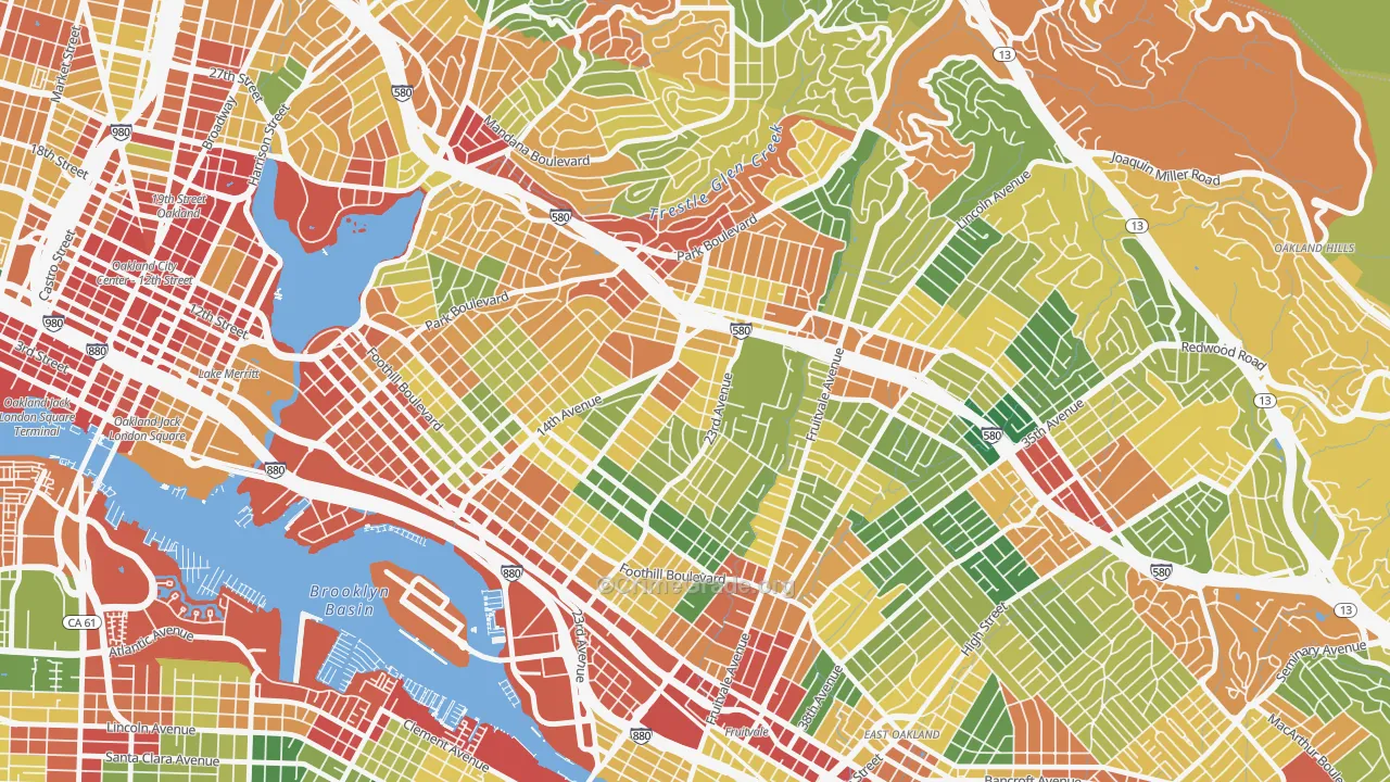 Lynn-Highland Park, Oakland, CA Map of Theft Rates