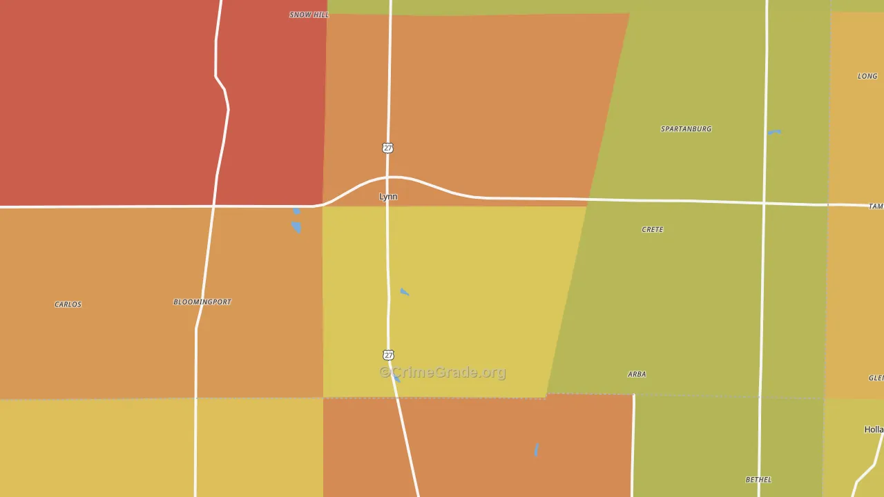 Lynn, IN Map of Theft Rates