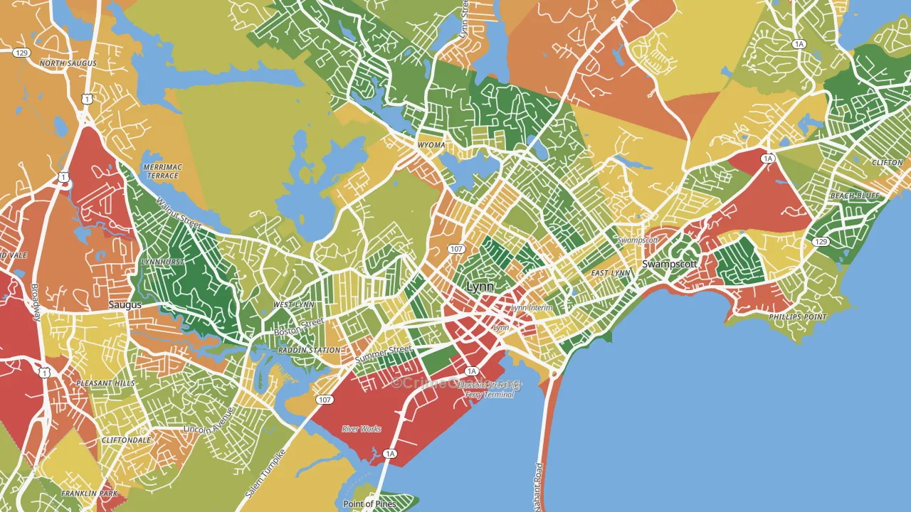 Lynn, MA Map of Theft Rates