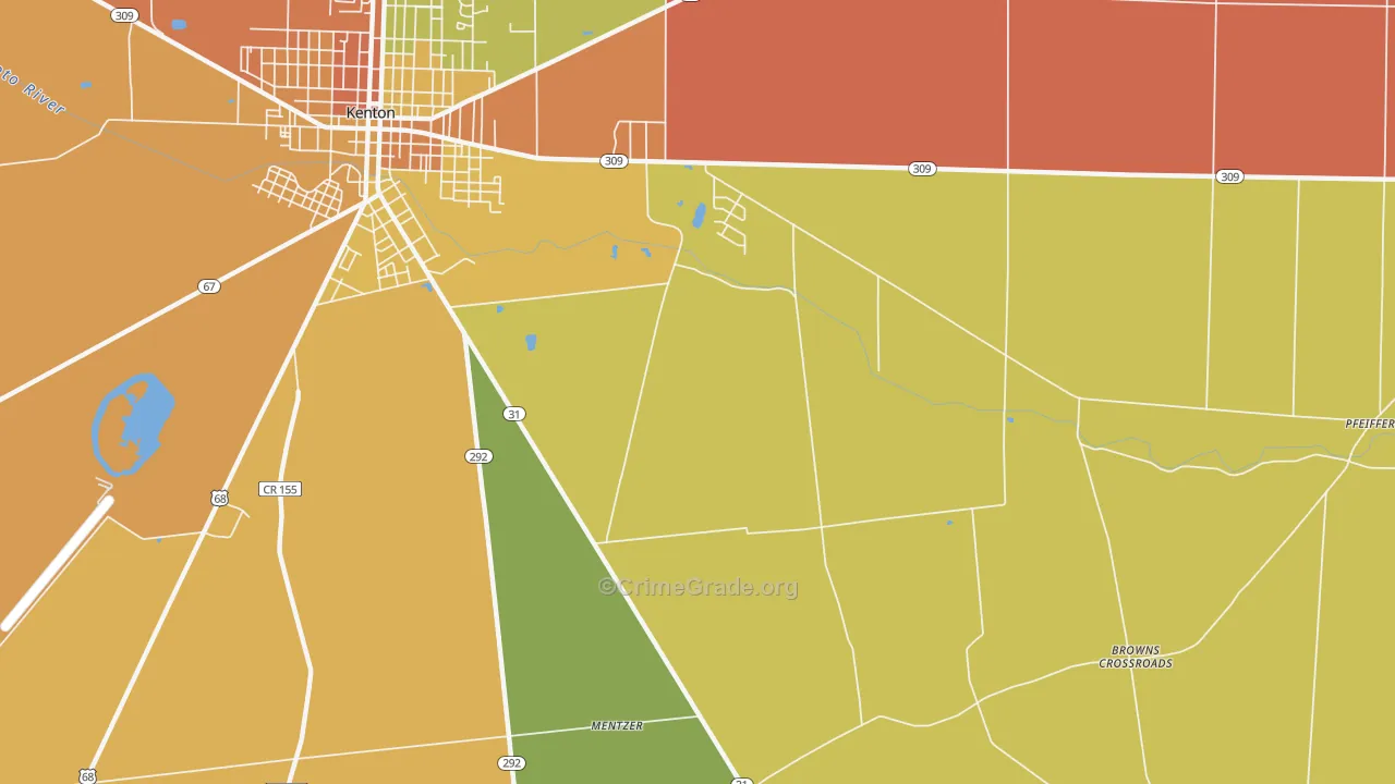 Lynn, OH Map of Theft Rates