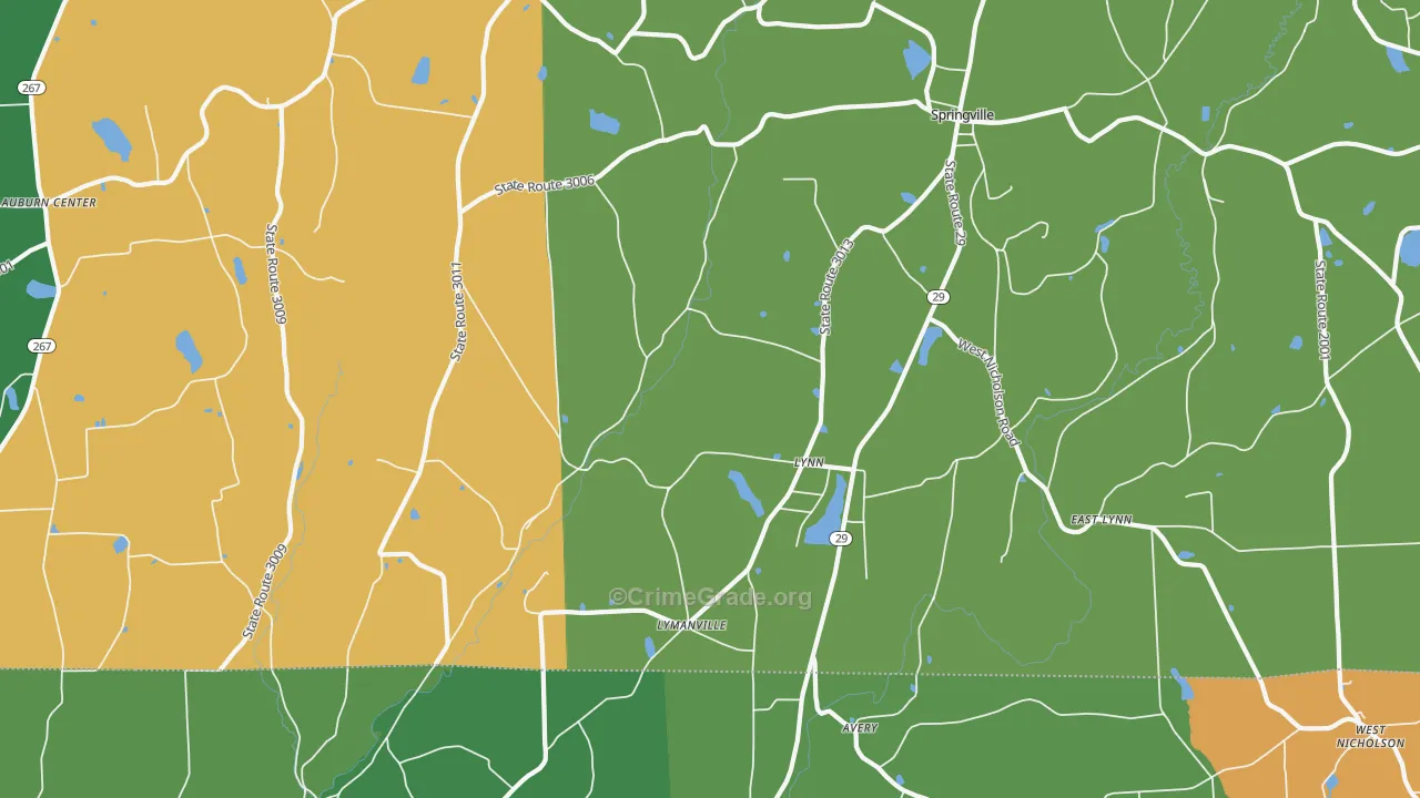 Lynn, PA Map of Theft Rates
