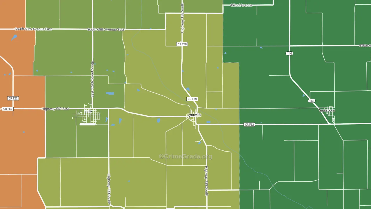 Lynnville, IA Map of Theft Rates