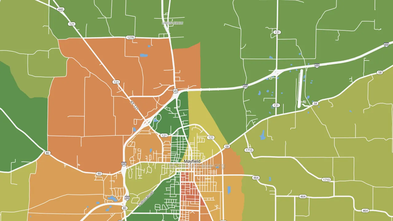 Lynnville, KY Map of Theft Rates