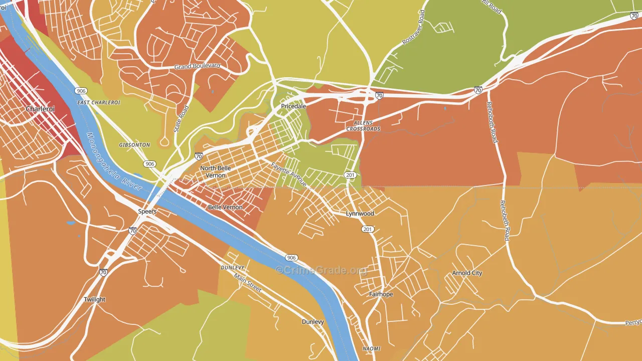 Lynnwood-Pricedale, PA Map of Theft Rates