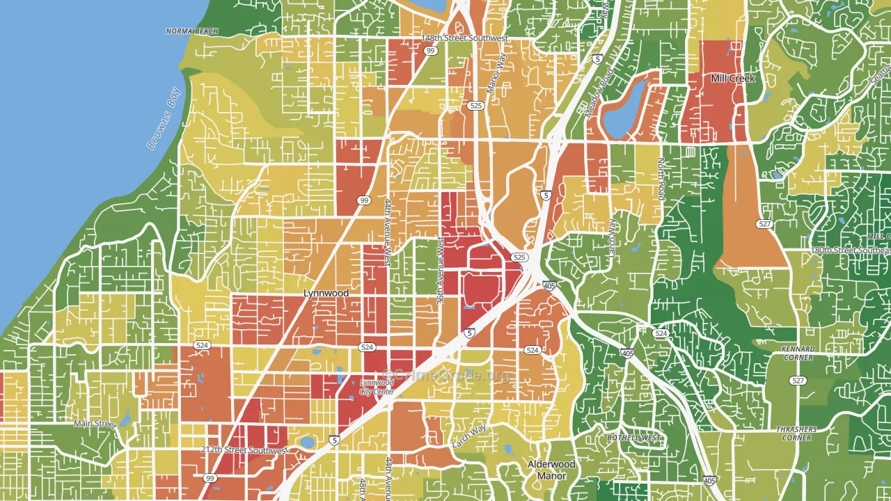 Lynnwood, WA Map of Theft Rates