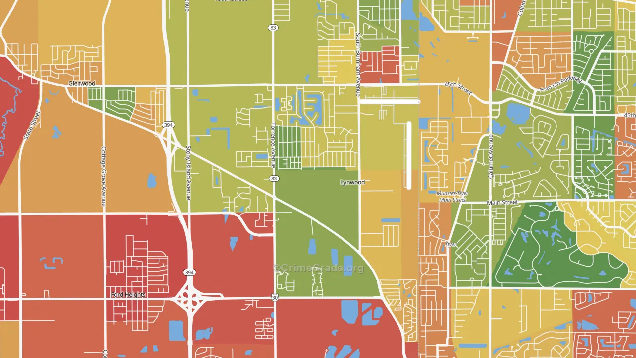 Lynwood, IL Map of Theft Rates