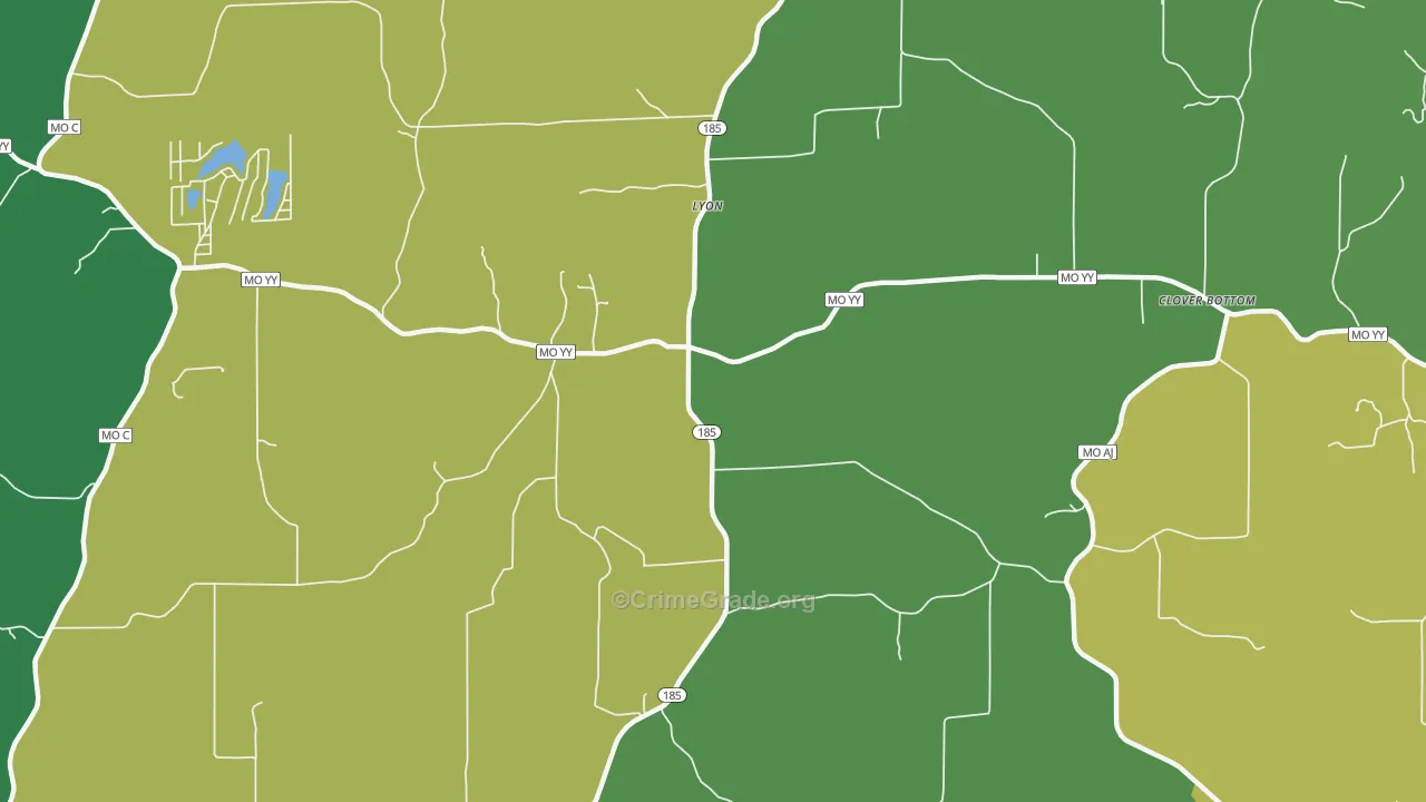 Lyon, MO Map of Theft Rates