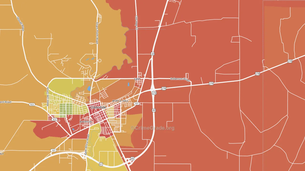 Lyon, MS Map of Theft Rates