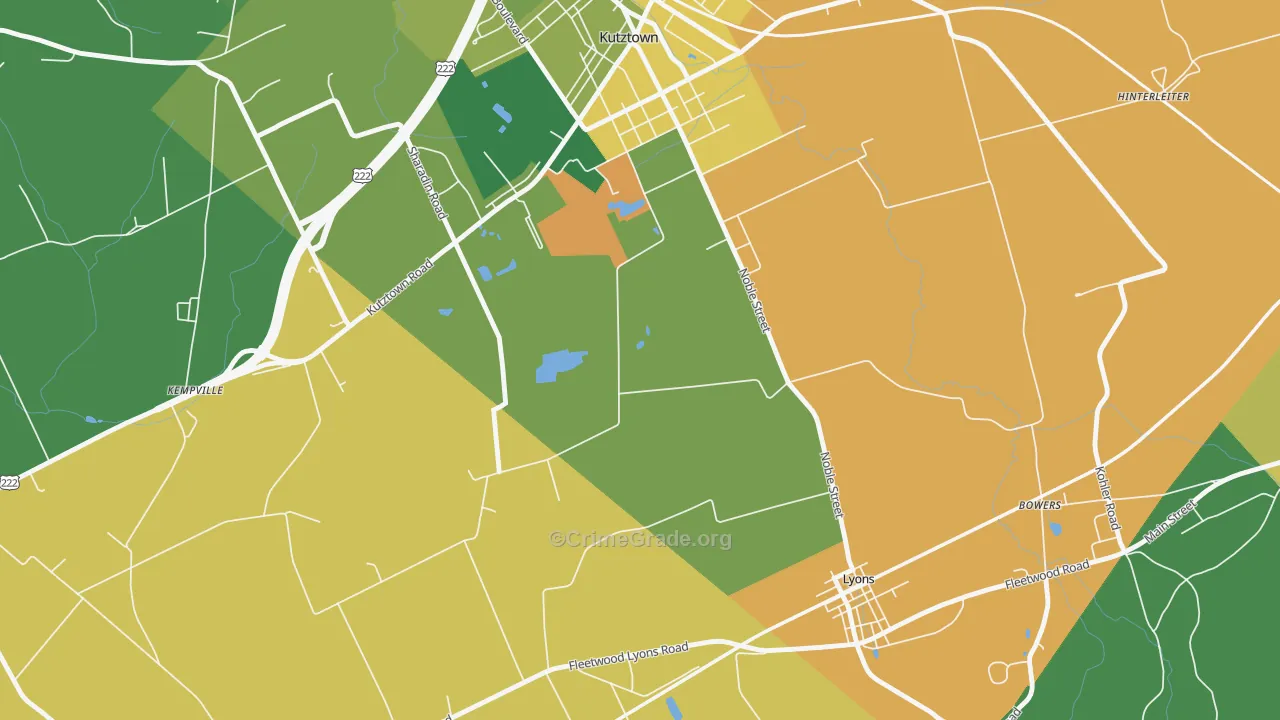 Lyon Station, PA Map of Theft Rates