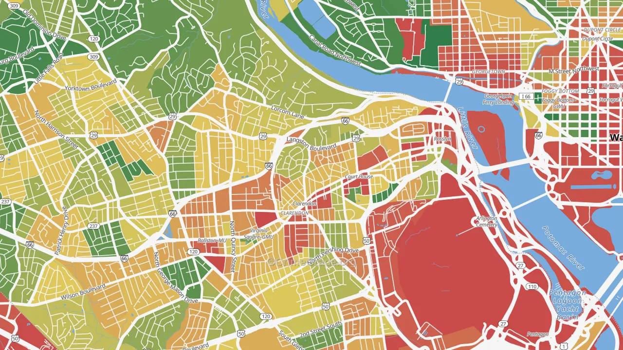 Lyon Village, Arlington, VA Map of Theft Rates