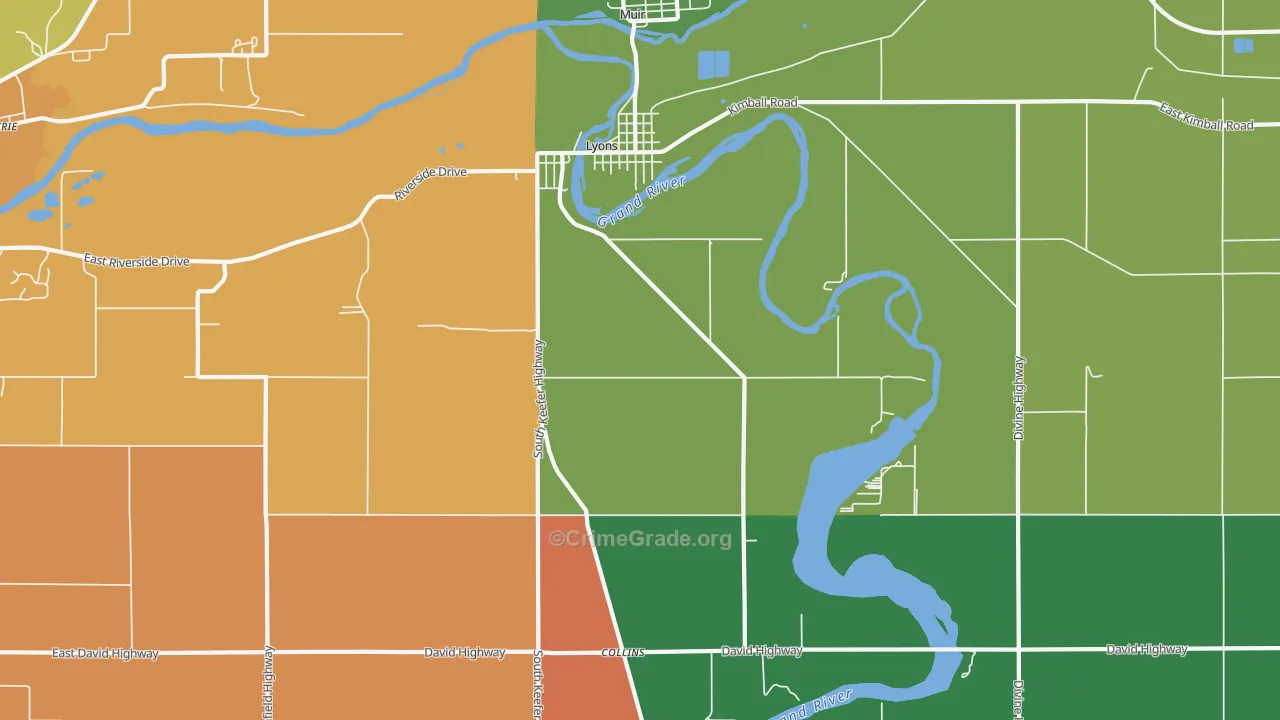 Lyons, MI Map of Theft Rates