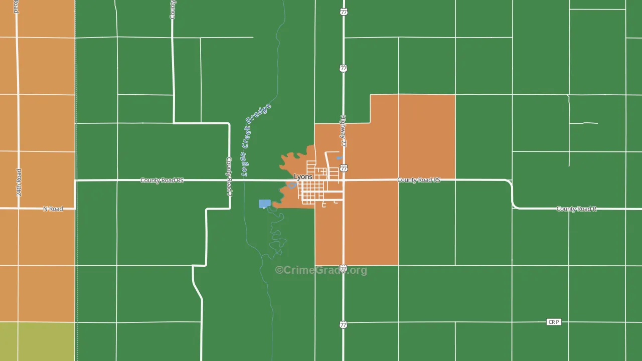 Lyons, NE Map of Theft Rates