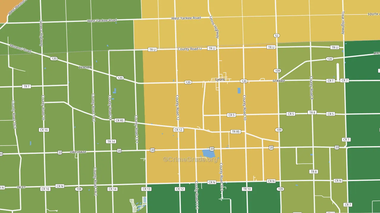Lyons, OH Map of Theft Rates