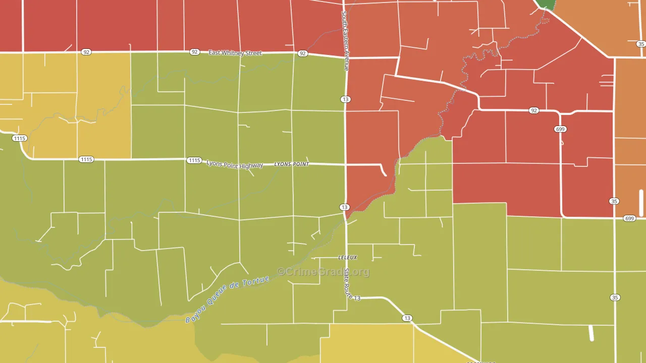 Lyons Point, LA Map of Theft Rates