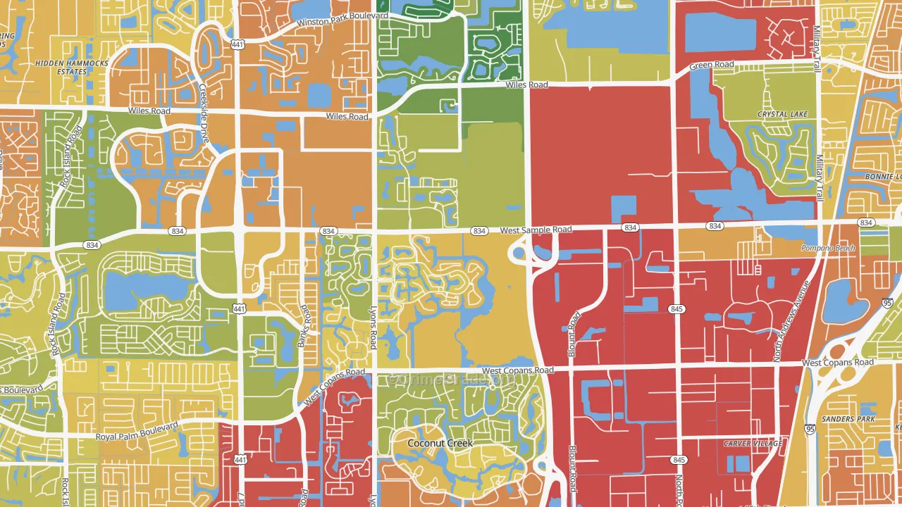 Lyons Tradewinds Park, Coconut Creek, FL Map of Theft Rates