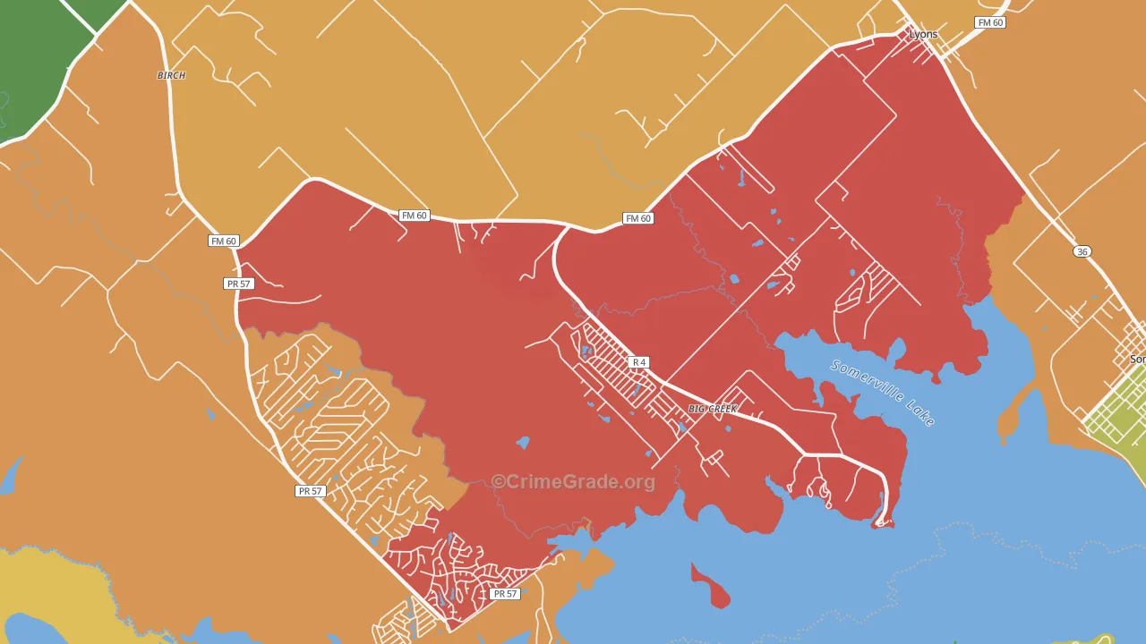 Lyons, TX Map of Theft Rates
