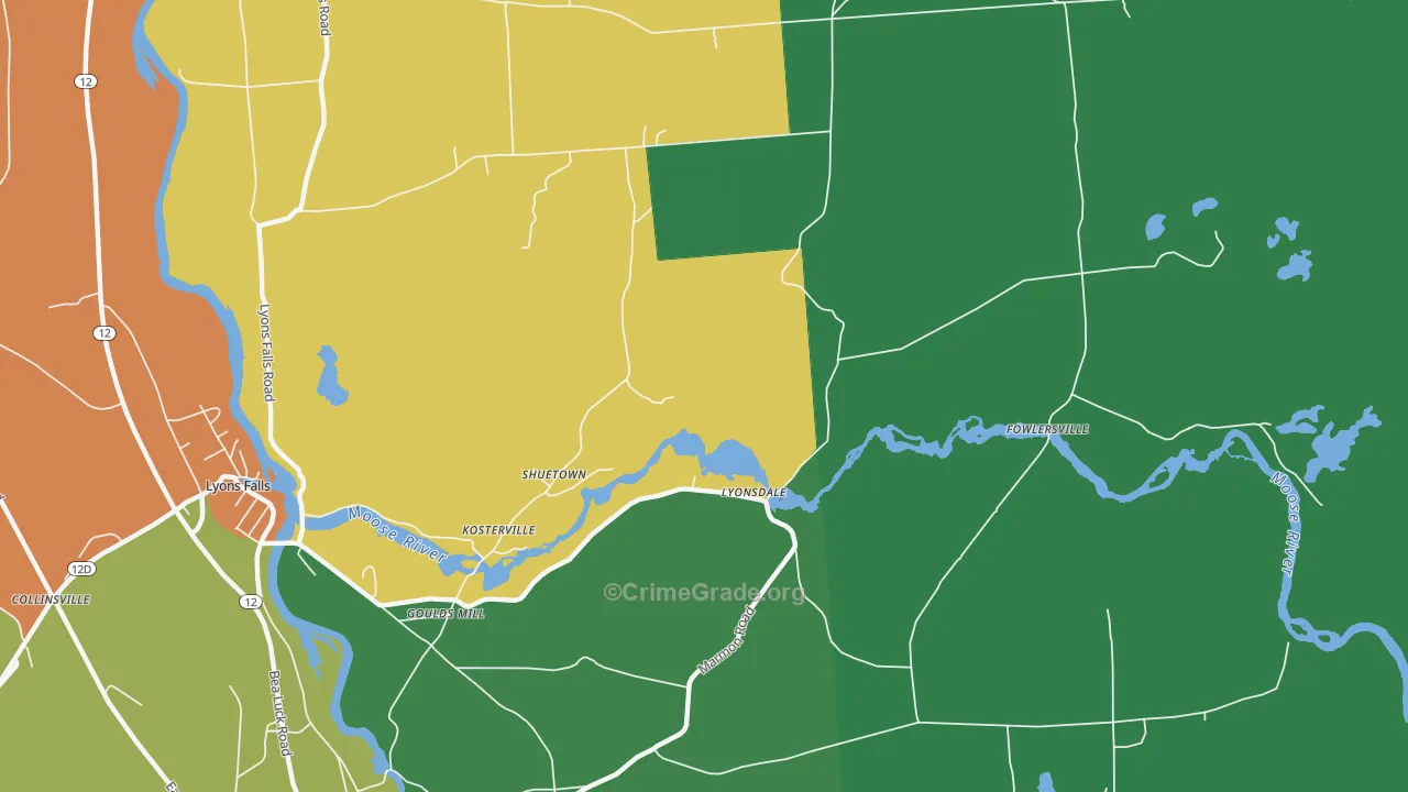 Lyonsdale, NY Map of Theft Rates