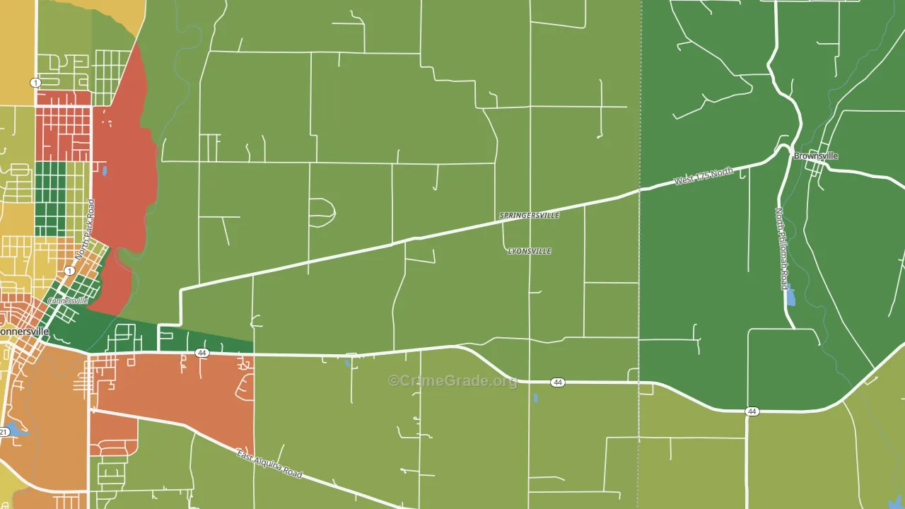 Lyonsville, IN Map of Theft Rates