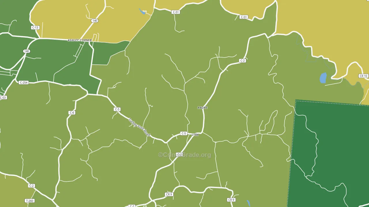 Lyra, OH Map of Theft Rates