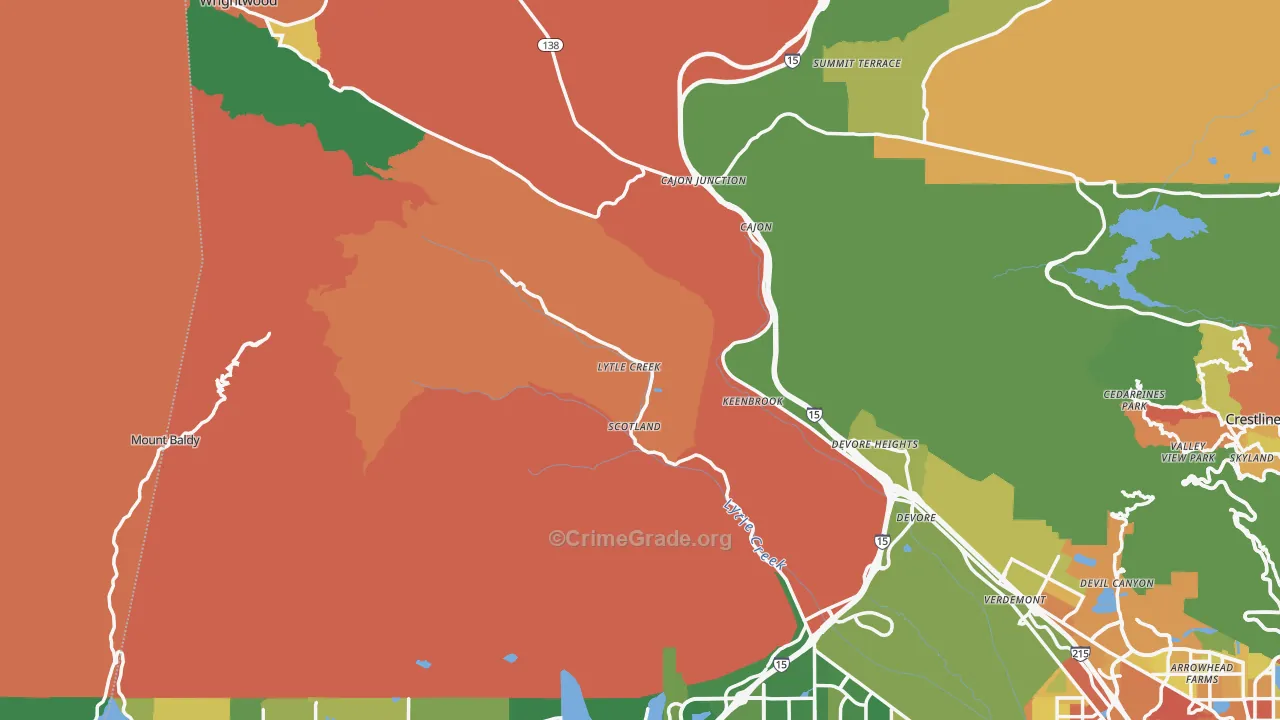 Lytle Creek, CA Map of Theft Rates
