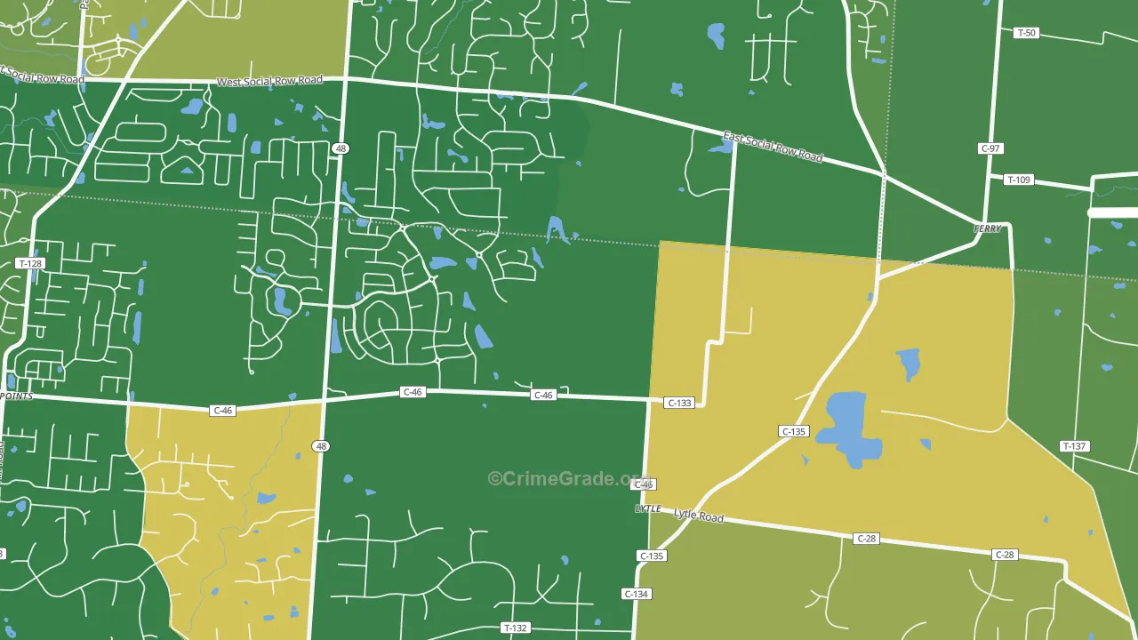 Lytle, OH Map of Theft Rates