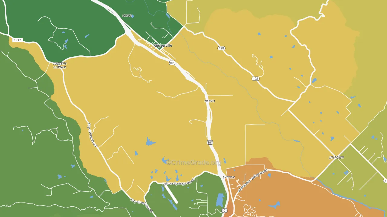 Lytton, CA Map of Theft Rates