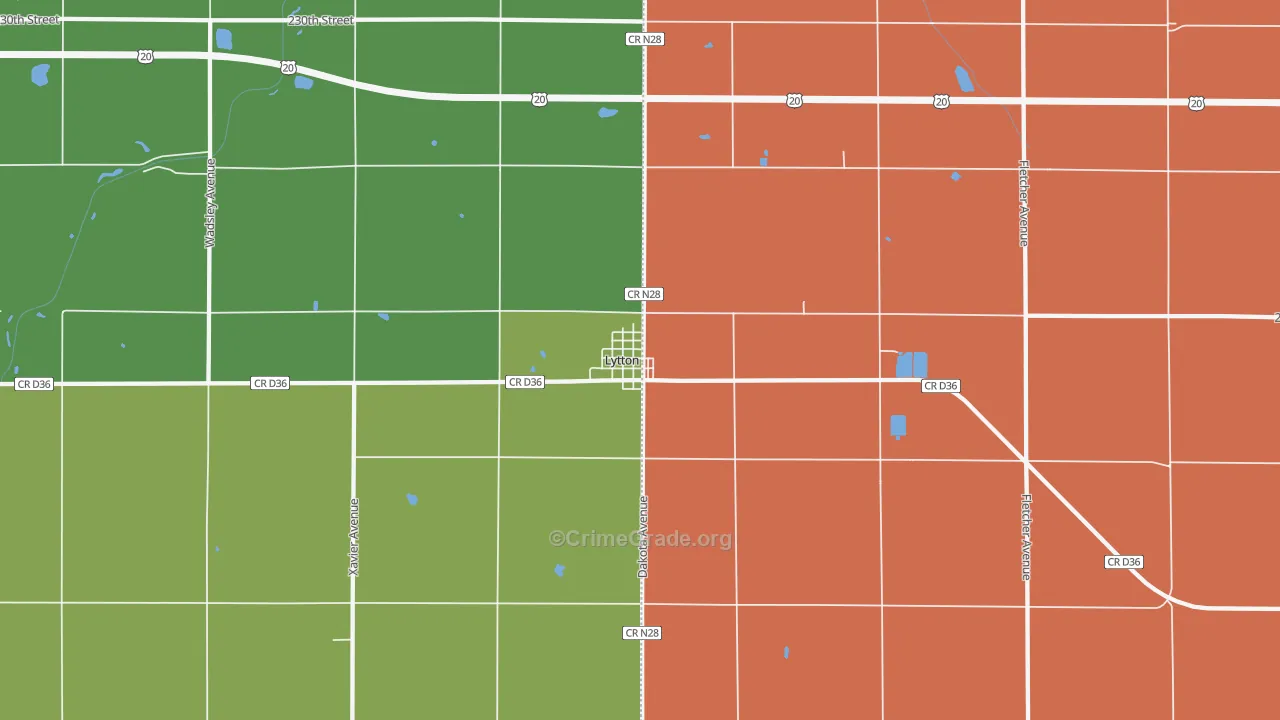 Lytton, IA Map of Theft Rates