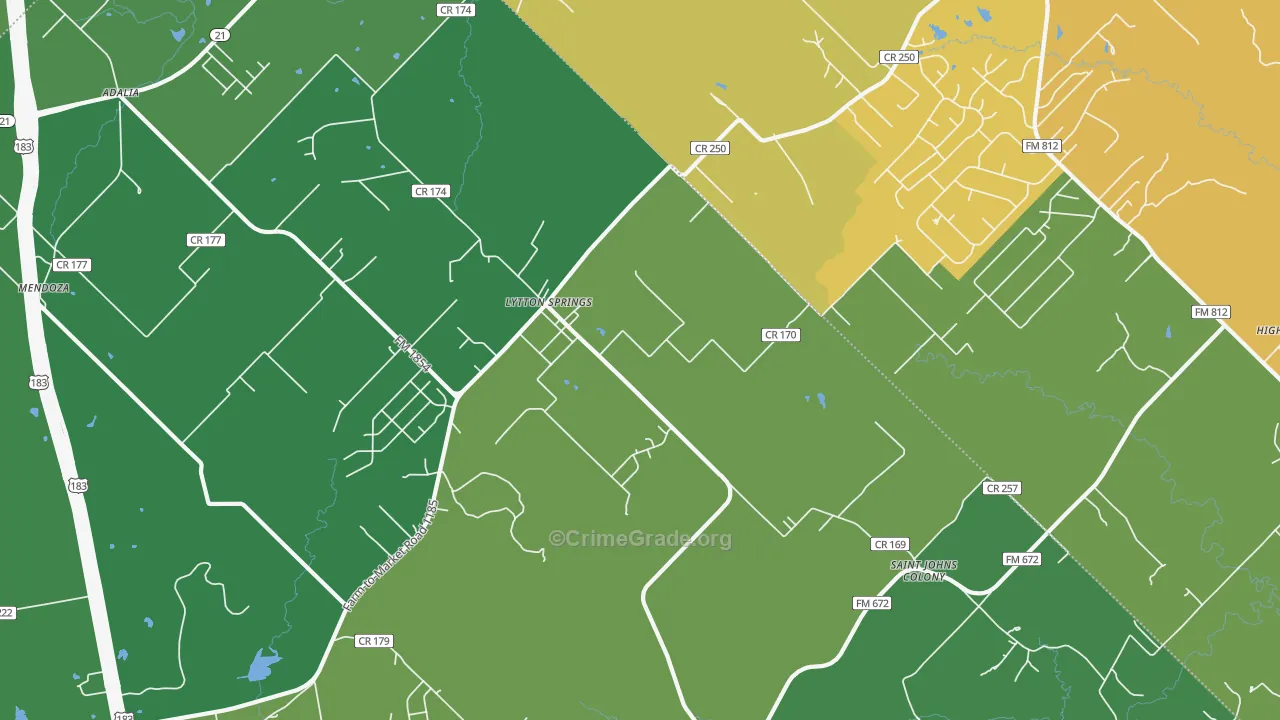 Lytton Springs, TX Map of Theft Rates
