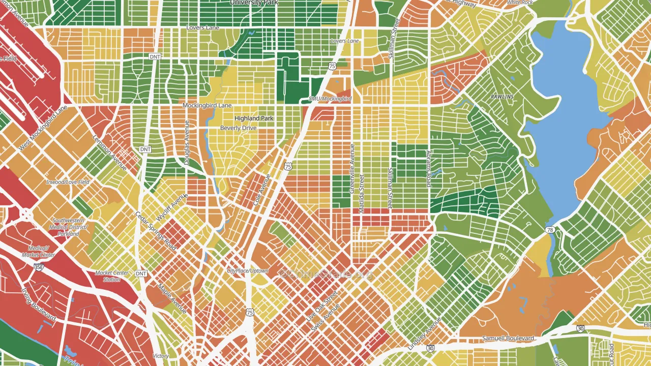 M Streets, Dallas, TX Map of Theft Rates