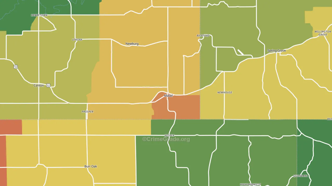 Mabel, MN Map of Theft Rates